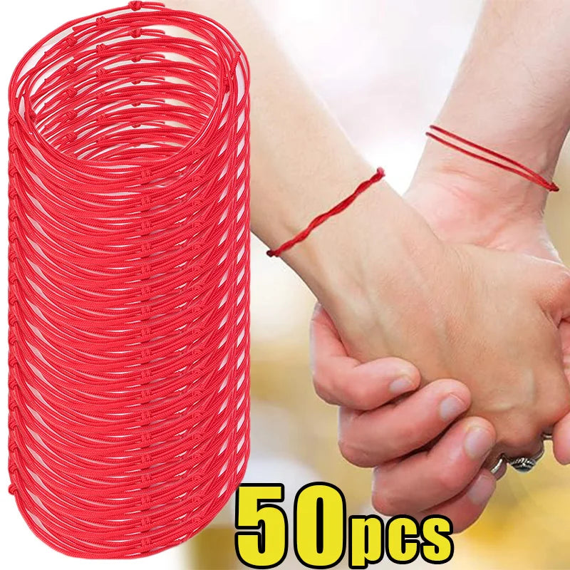10-50 Stk. Rotes Schnurarmband Glück Erfolg Schutz Amulett Paare