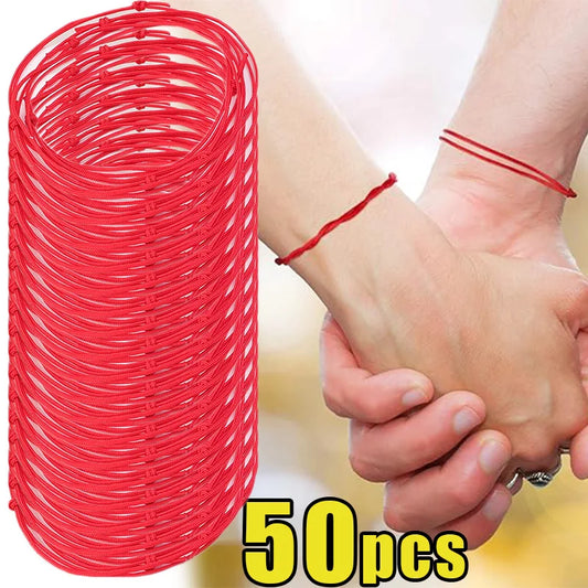 10-50 Stk. Rotes Schnurarmband Glück Erfolg Schutz Amulett Paare