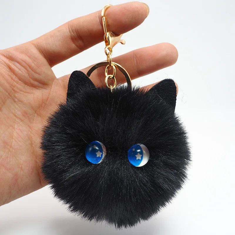 Niedlicher schwarzer Katzen-Plüsch-Schlüsselanhänger – süß - stylisch Geschenk