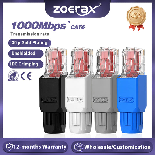 RJ45 CAT6A CAT6 Stecker Werkzeuglos für Ethernet Kabel 23-26AWG