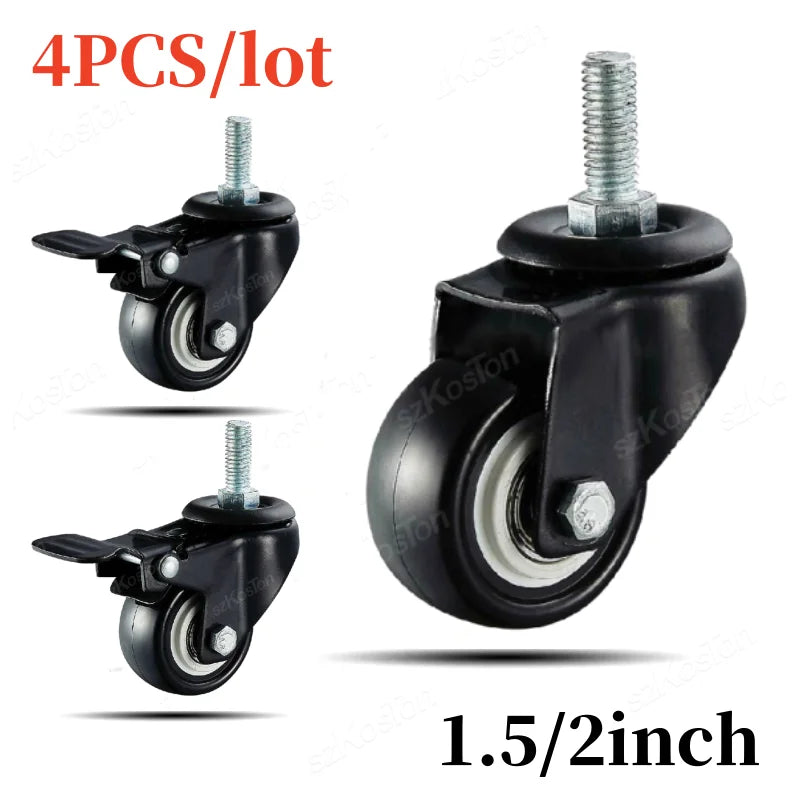 4er Möbelrollen Set 1.5/2 Zoll M8/M10 Gewinde – Mit/Ohne Bremse Heavy Duty