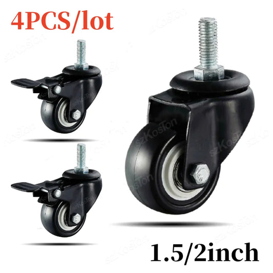 4er Möbelrollen Set 1.5/2 Zoll M8/M10 Gewinde – Mit/Ohne Bremse Heavy Duty