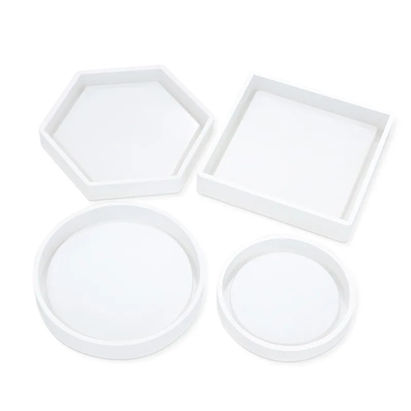 Silikon Formen Set für DIY Untersetzer Quadrat Rund Sechseck