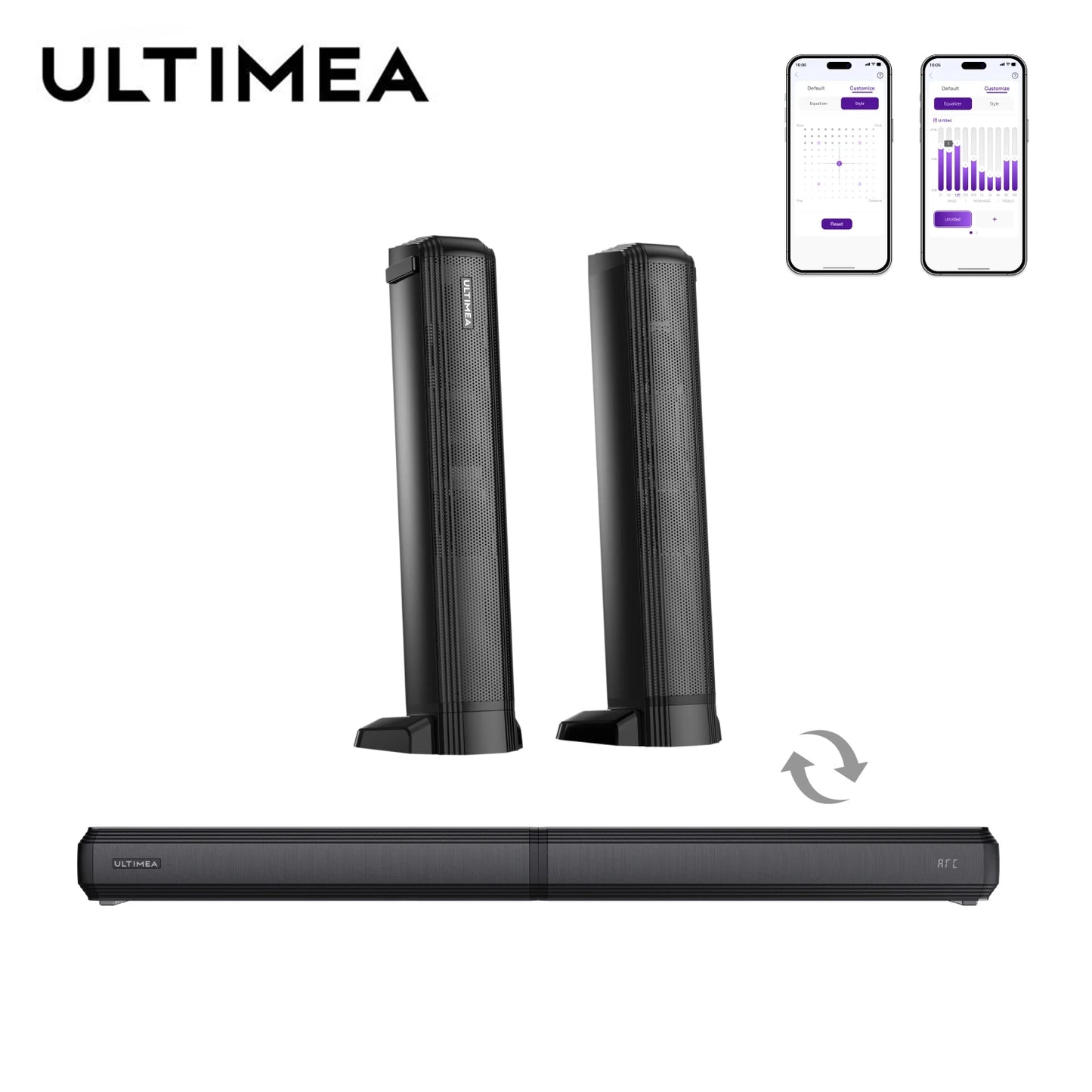 ULTIMEA 2.2ch Soundbar für Smart TV, abnehmbare Bluetooth 5.3 Soundbar