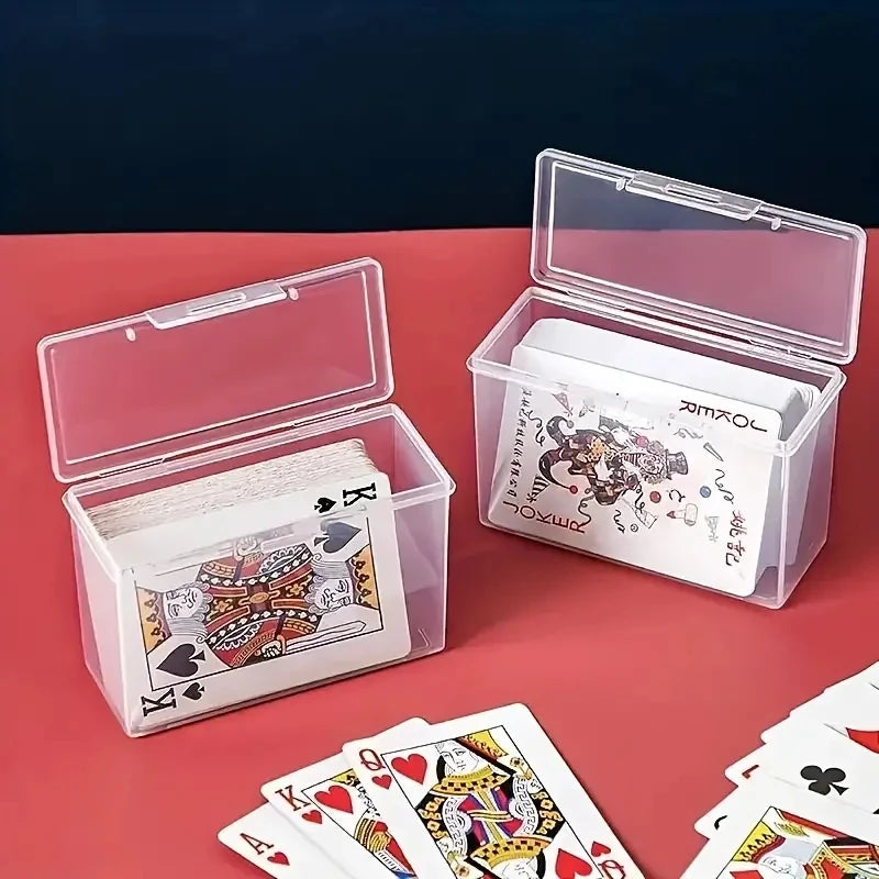 Transparente Kunststoff-Spielkartenbox mit Fotohalter – strapazierfähig - kompakt
