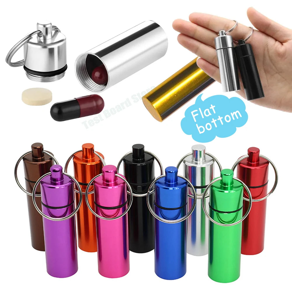 Wasserdichter Aluminium Pillenbehälter mit Schlüsselanhänger klein