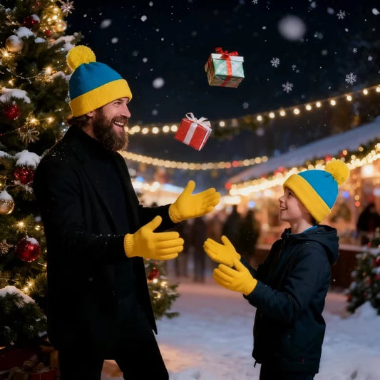 Unisex Strickmütze und Handschuhe Set für Winter und Cosplay