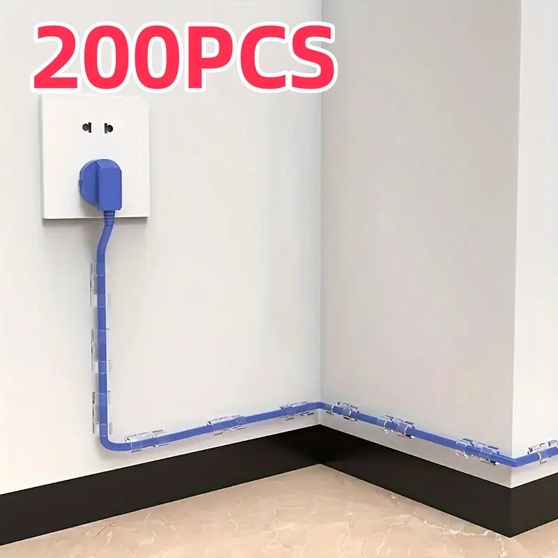 200 Stück Transparente Kabelclips für Kabelmanagement an Wand & Tisch