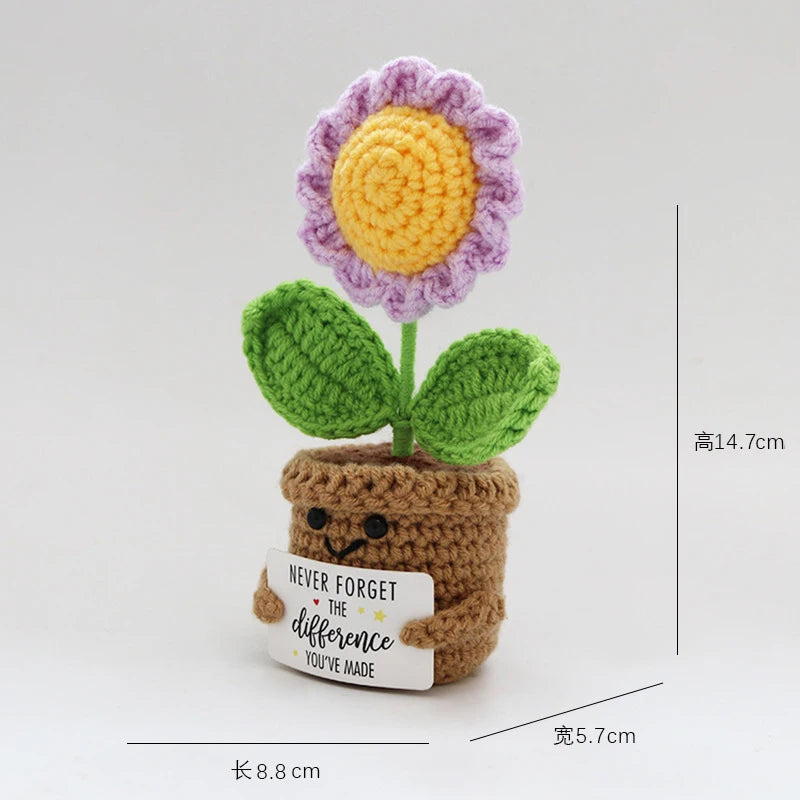 Kawaii Häkelblumentopf für Schreibtisch Auto Dekor Emotionale Unterstützung