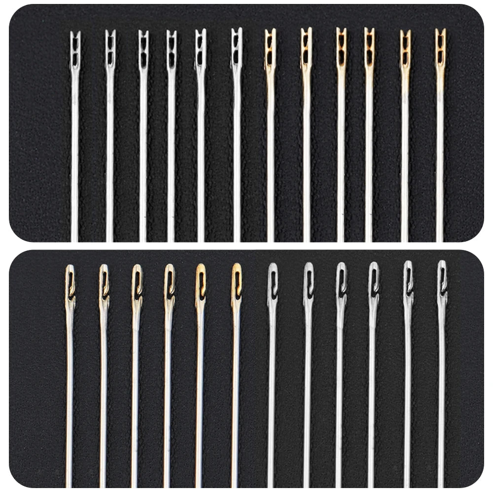 12 Stück Blindnähen Nadeln aus Edelstahl mit Selbst-Einfädler für Handnähen-Yabubest - Home & More