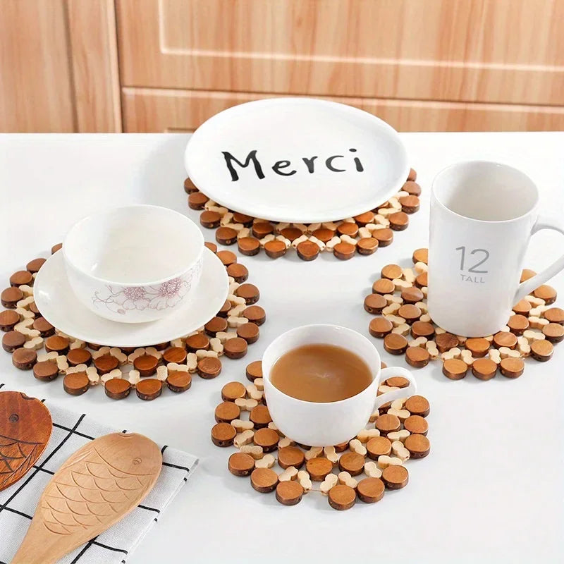 Runde Bambus Untersetzer für Tassen und Pfannen rutschfester Tischschutz