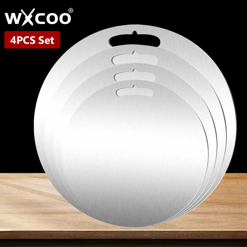 Doppelseitiges rundes Edelstahl Schneidebrett für Gemüse Obst und Fleisch