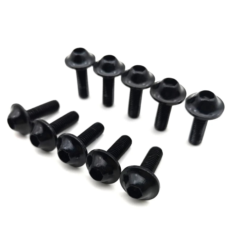 10x M5x15mm Aluminium Kappenkopf Schrauben Set Blau für Motorrad Zier