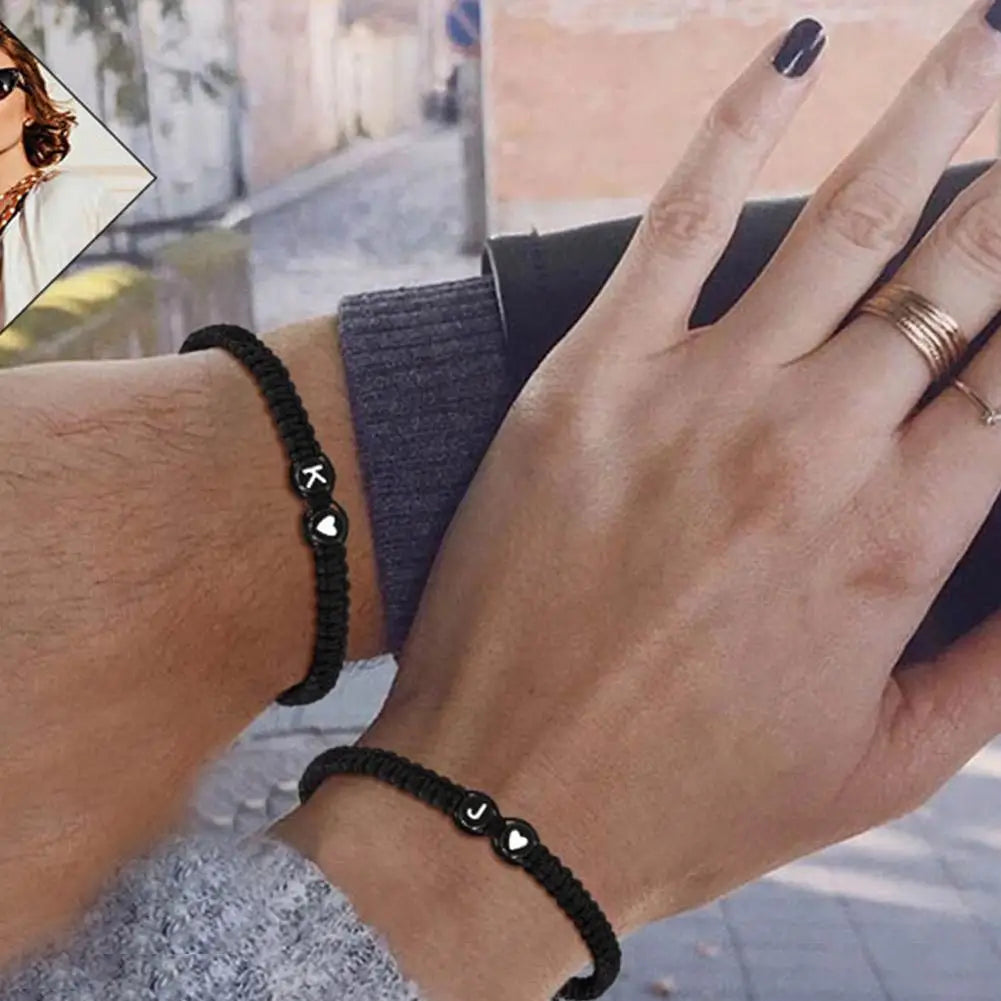 Verstellbares Unisex Anfangsherz Armband mit Buchstaben Geflochten Freundschaft