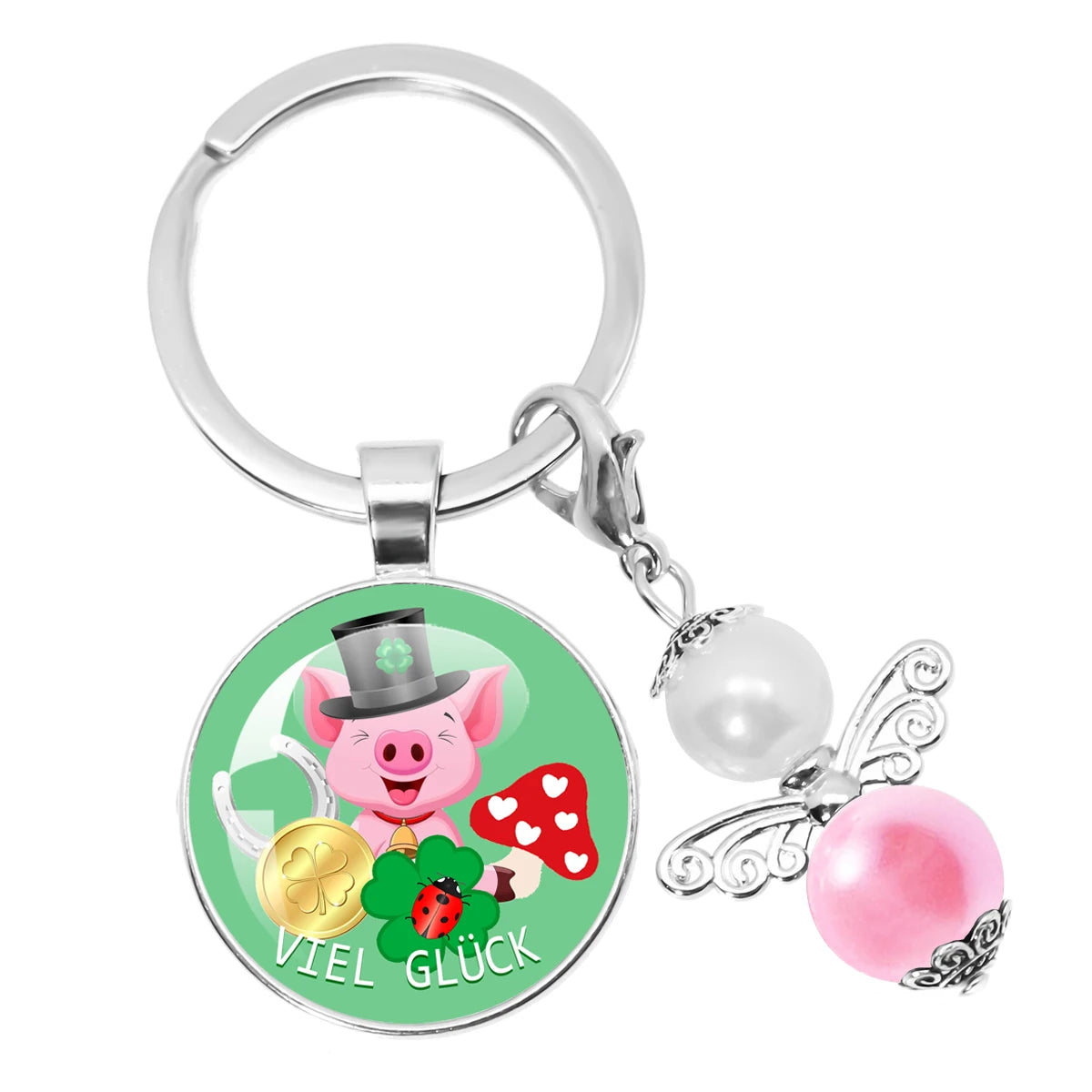 Glücksbringer Schlüsselanhänger mit vierblättrigem Kleeblatt Design