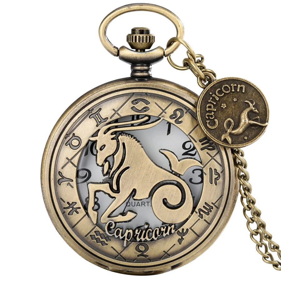 Quarz Taschenuhr Krebs Zeichen mit Krabben Halskette Vintage Stil