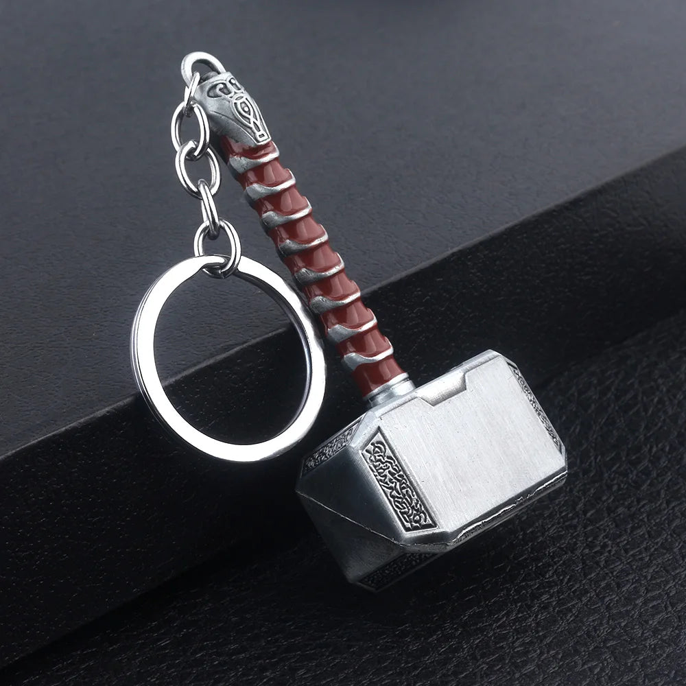 Robuster Thor Hammer Schlüsselanhänger aus silberner Zink-Legierung – stylisches Fan-Accessoire