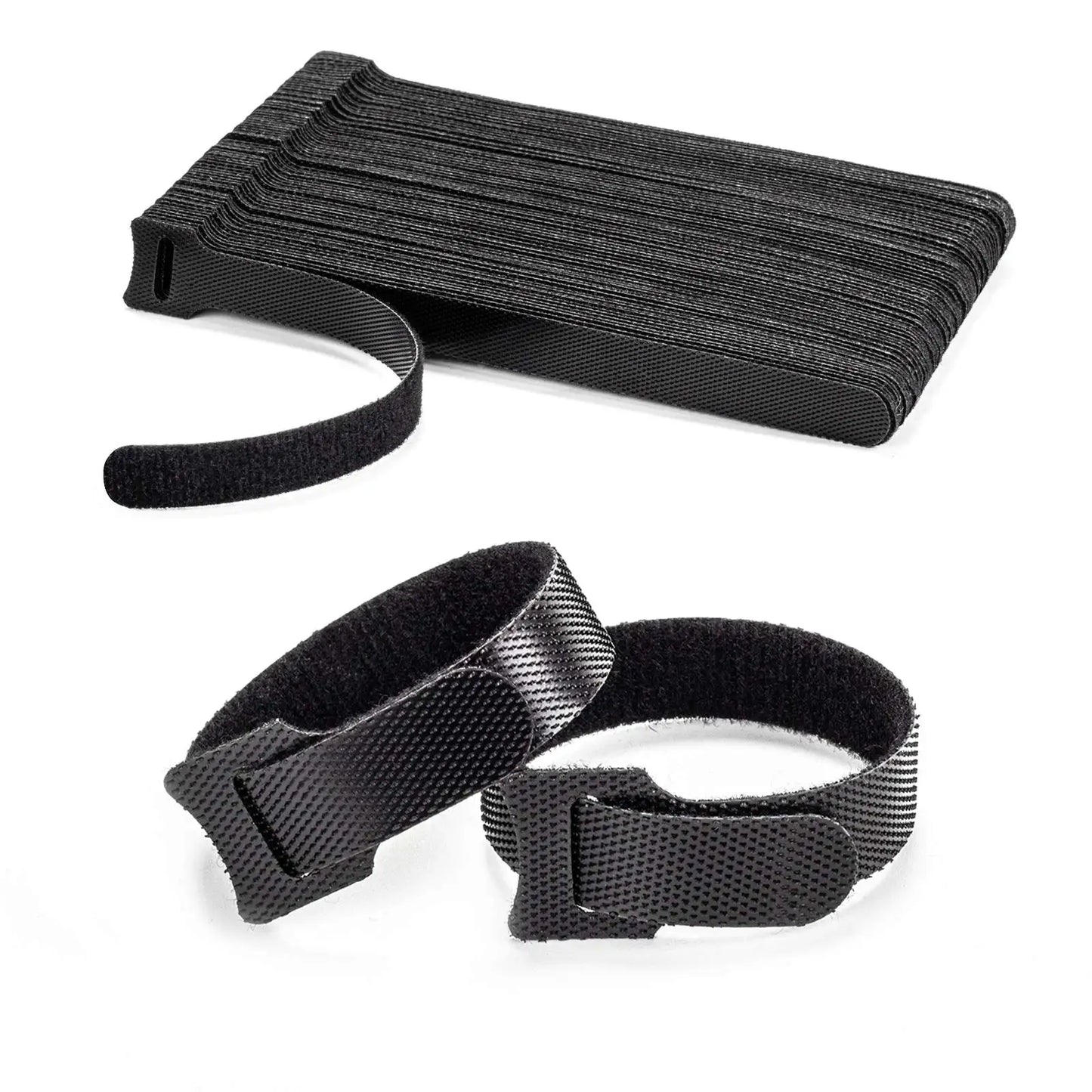 100x Schwarze Klett Kabelbinder Wiederverwendbar – Organizer Büro Haus IT