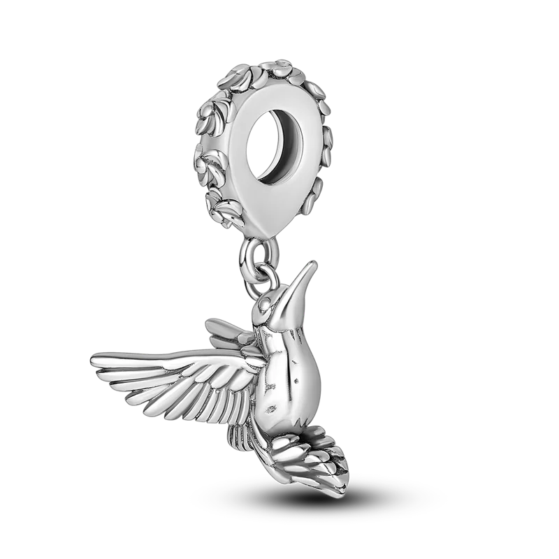 925 Sterling Silber Charm mit rosa Schmetterling - leuchtenden Glühwürmchen