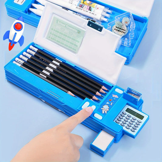 Multifunktionales Federmäppchen mit Taschenrechner und Organizer für Kinder