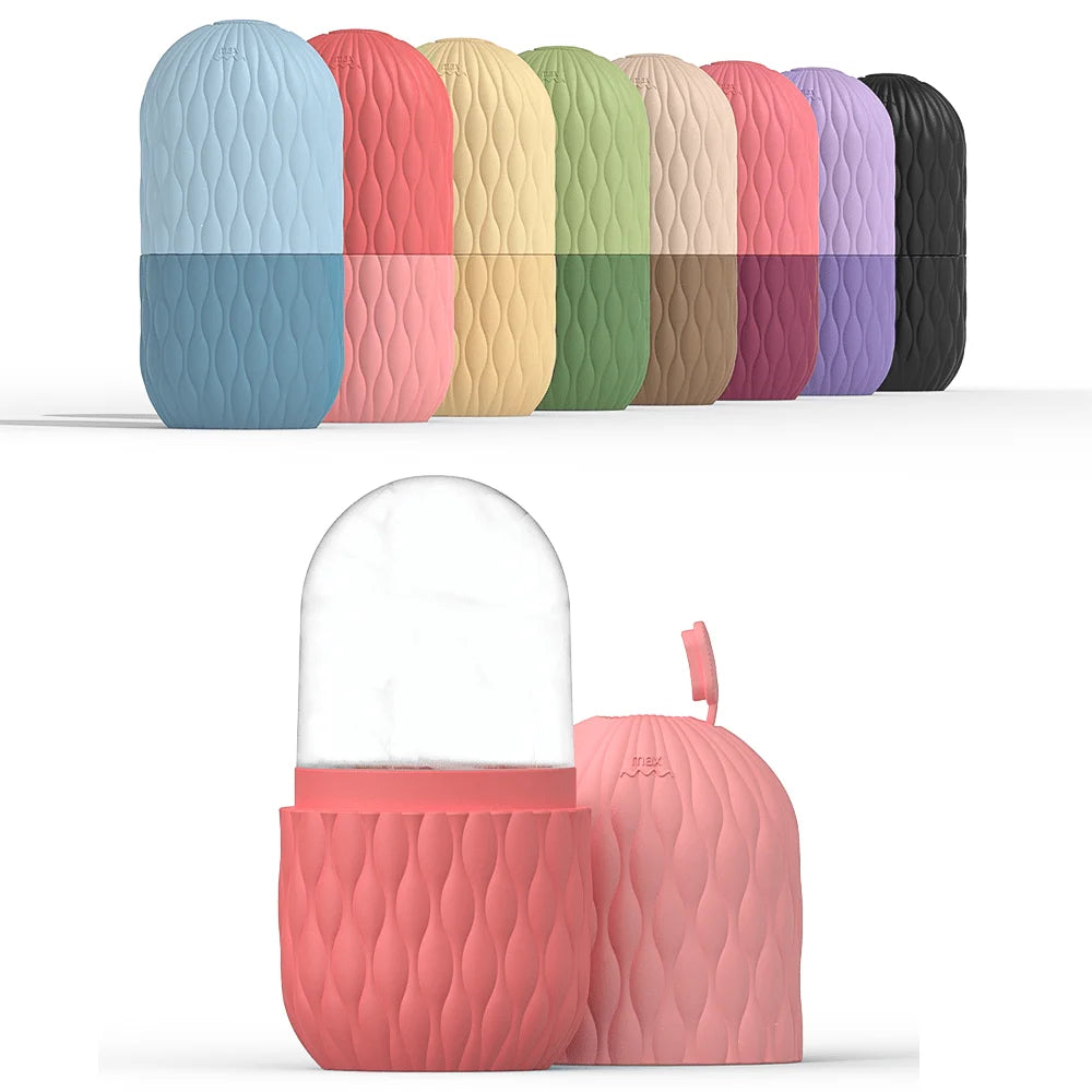 Gesichts-Roller Set: Kühlung, Massage & Hautpflege aus Silikon/Edelstahl