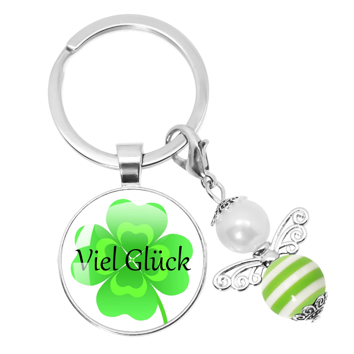 Glücksbringer Schlüsselanhänger mit vierblättrigem Kleeblatt Design