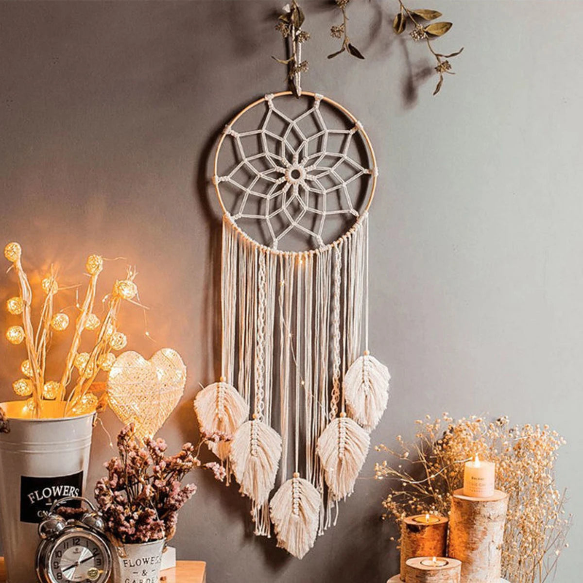 Makramee Traumfänger Blatt Wandbehang – Boho Deko für Ihr Zuhause