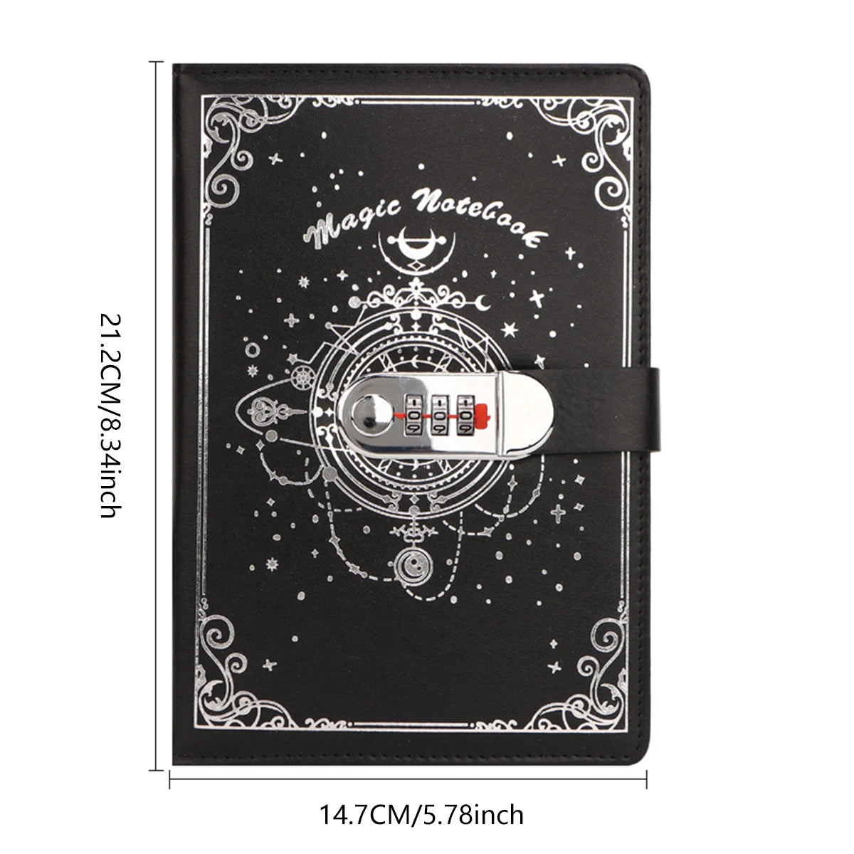 PU-Notizbuch mit Passwortschutz, 200 Seiten, ideal für Büro und Schule