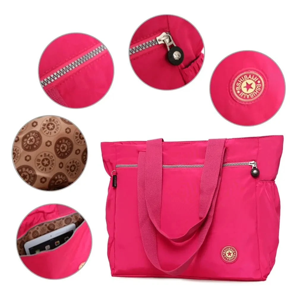 Große Damen Einkaufstasche aus Nylon mit viel Stauraum und praktischem Design