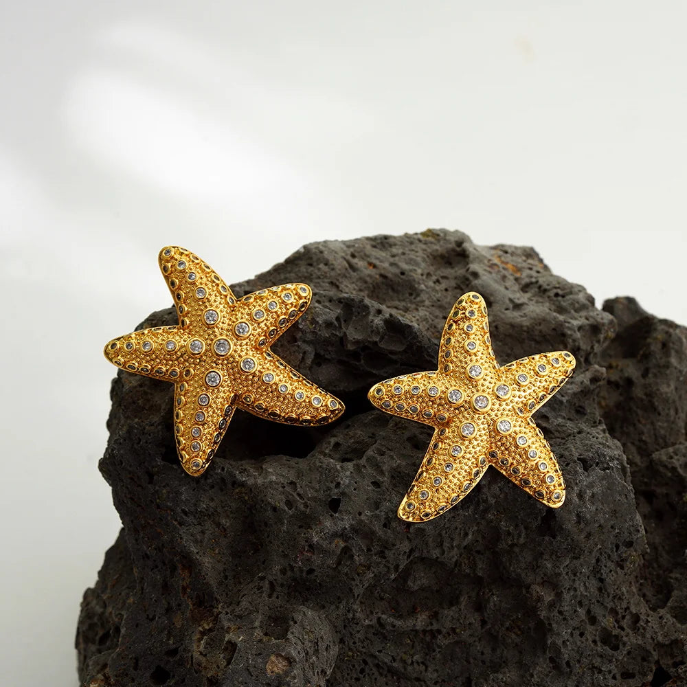 Dicke Edelstahl Muschel Ohrstecker Bolzen mit 18K Vergoldung