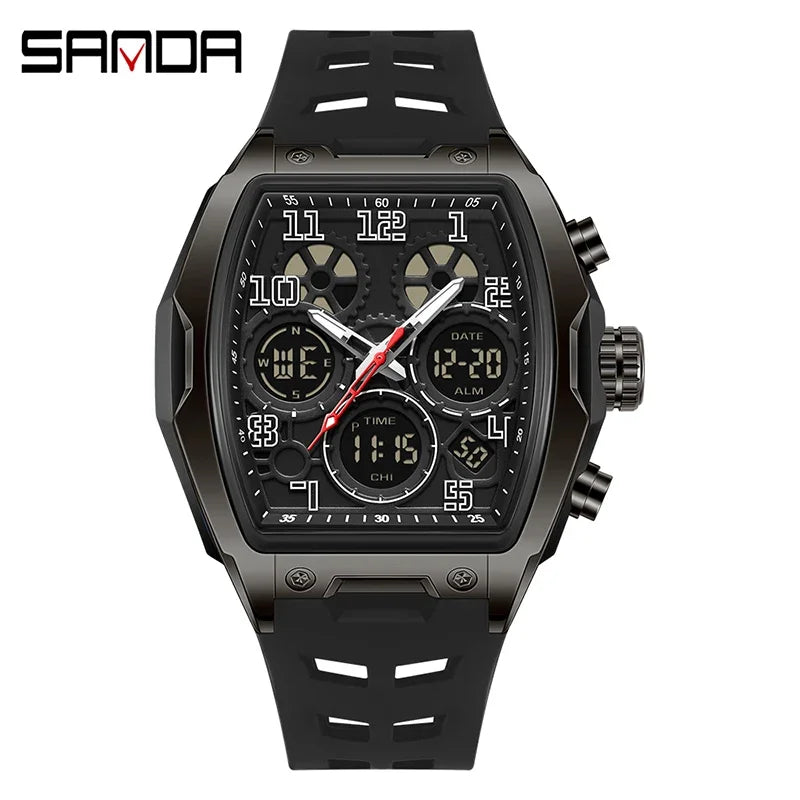 Herren Sportuhr Multifunktional Digital Analog Wasserdicht LED