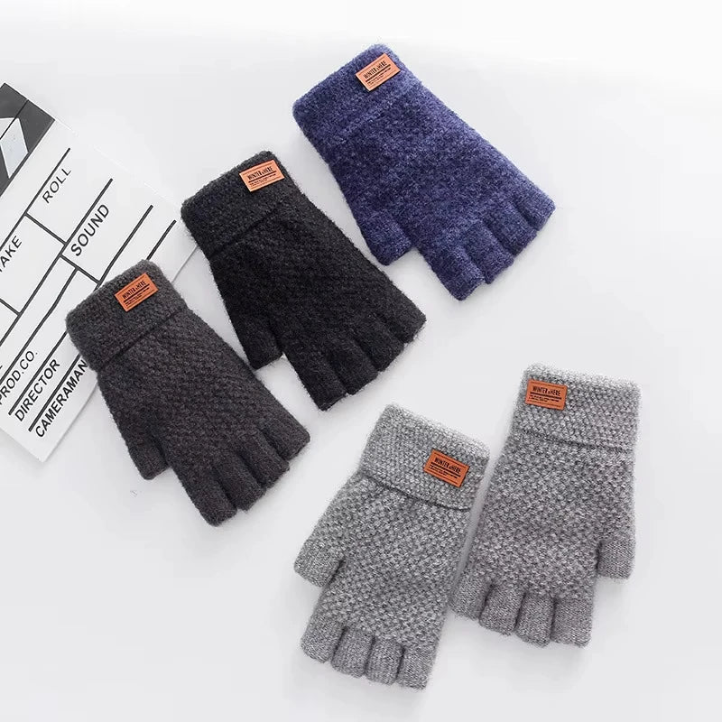 Wärmende Unisex Halbfinger Strickhandschuhe aus Wolle und Baumwolle