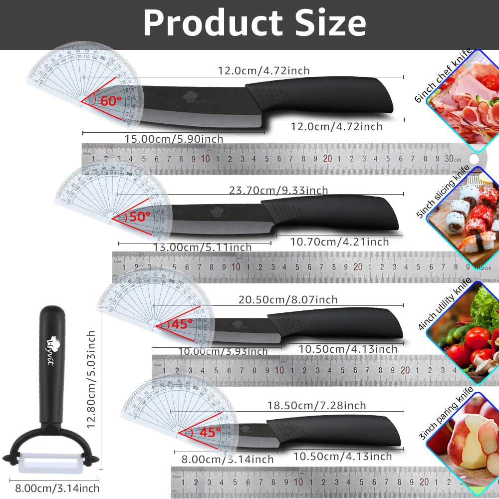 Keramik Küchenmesser mit Scheide – Scharfe Zirkonoxid Klinge, vielseitig