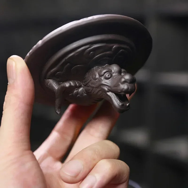 Rückfluss Räuchergefäß mit LED Feng Shui und chinesischem Drachen