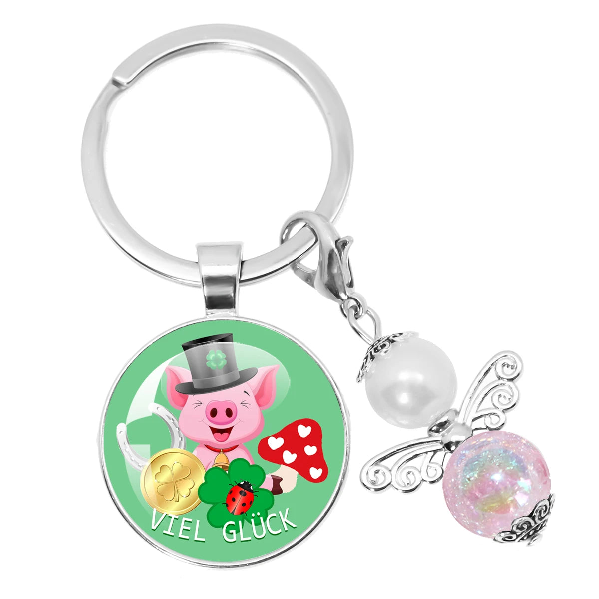Glücksbringer Schlüsselanhänger mit vierblättrigem Kleeblatt Design