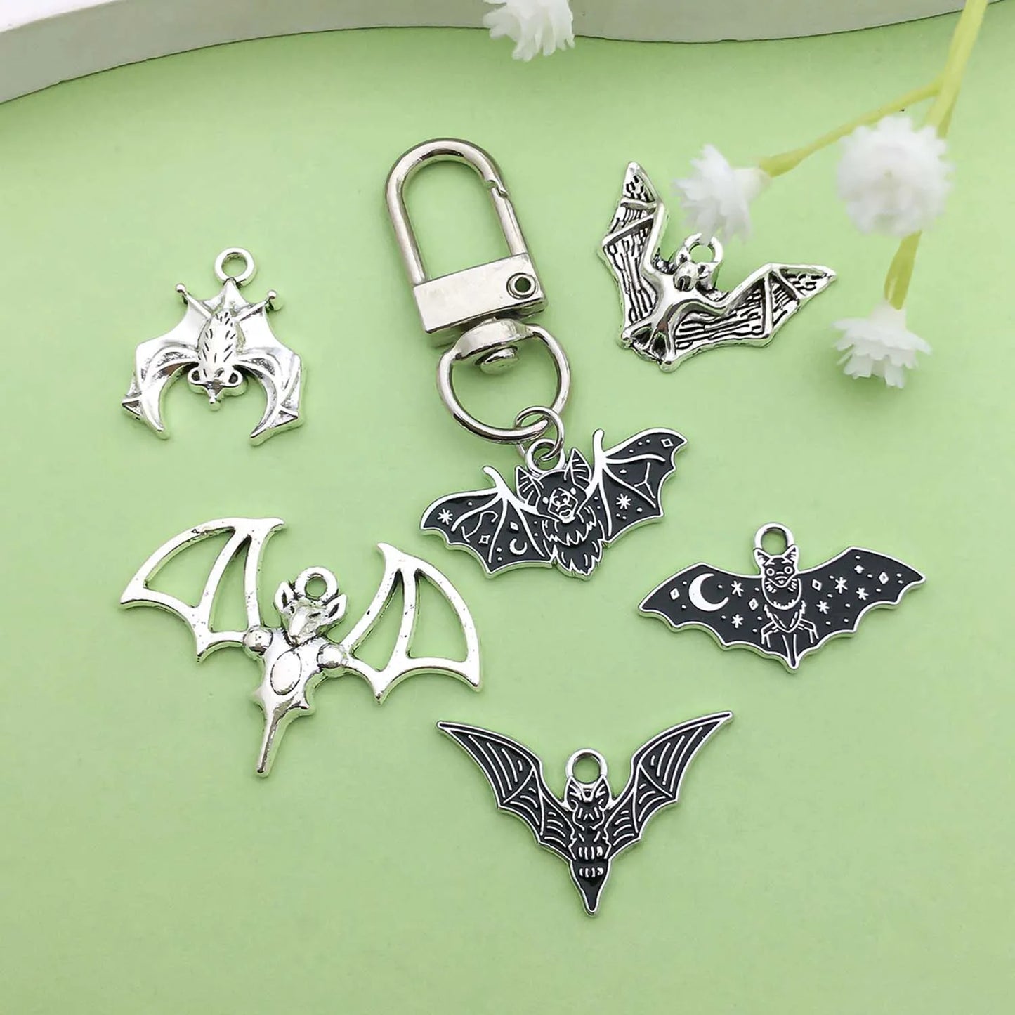 10 12er Set Gothic Fledermaus Charms aus Metall für DIY Schmuck