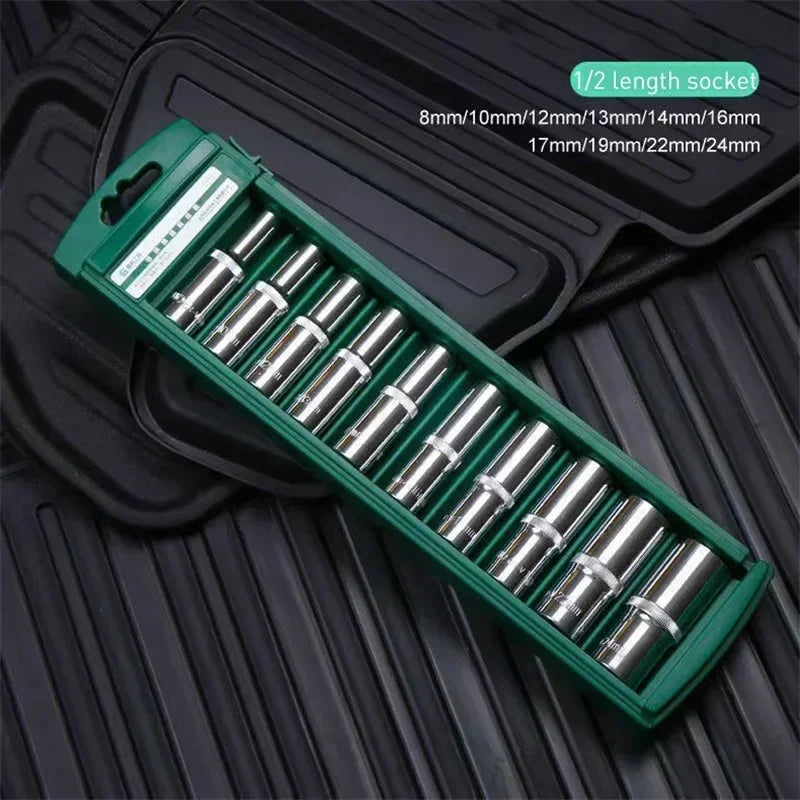 Vielseitiges Hex Steckschlüssel Set mit Ratsche und Halter