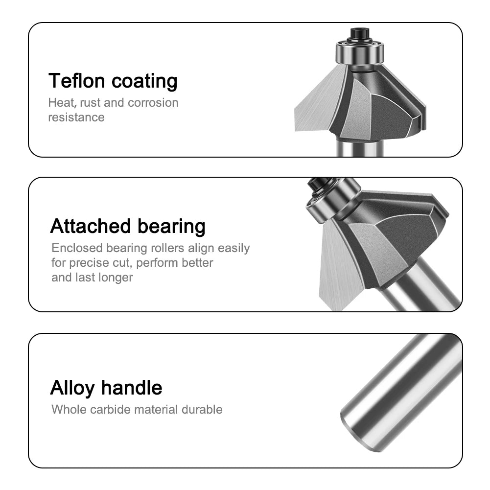 6mm und 12mm Schaft Router Bit mit 45 Grad Abschrägung für Holzfräsen