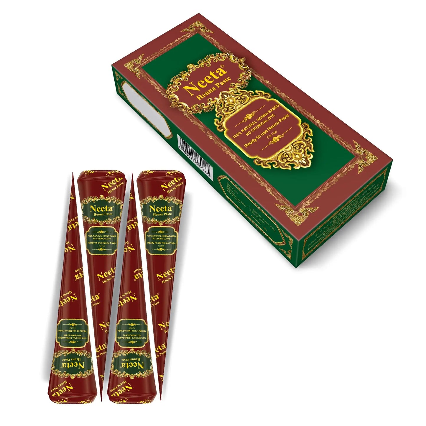 Natürliche Bio Henna Creme für temporäre Tattoos im 4er Set