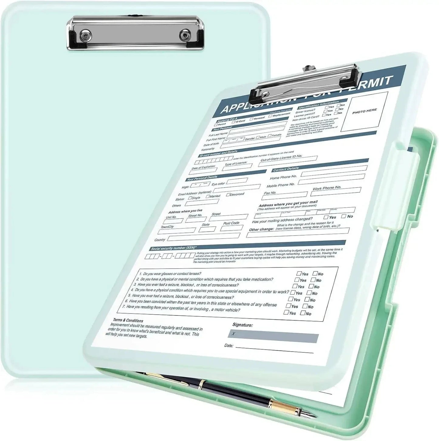 A4 Schreibtafel Clip Box aus Kunststoff mit Stiftschlitz und Faltfunktion