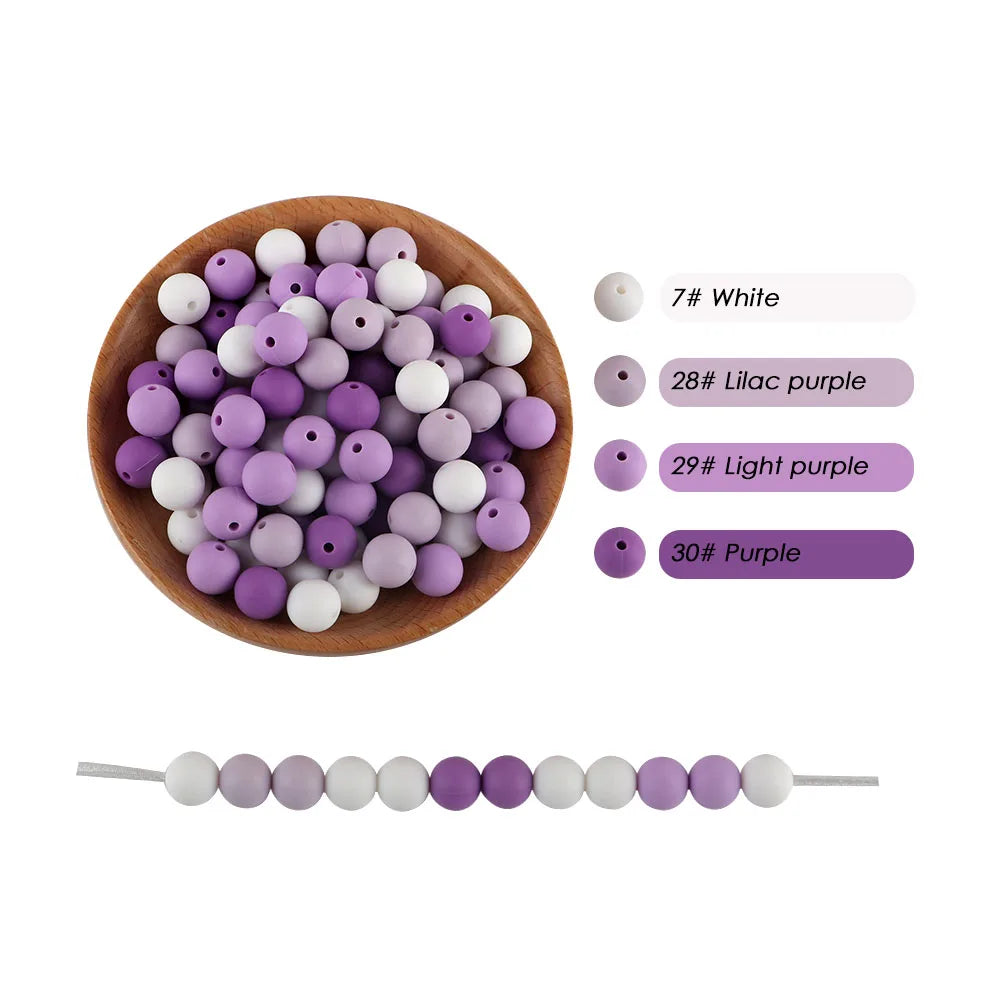 50x Runde Silikonperlen 9 12 15mm für DIY Schmuck & Babyartikel