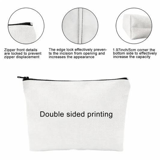Stilvolle Leinen Make up Tasche mit Reißverschluss für Damen