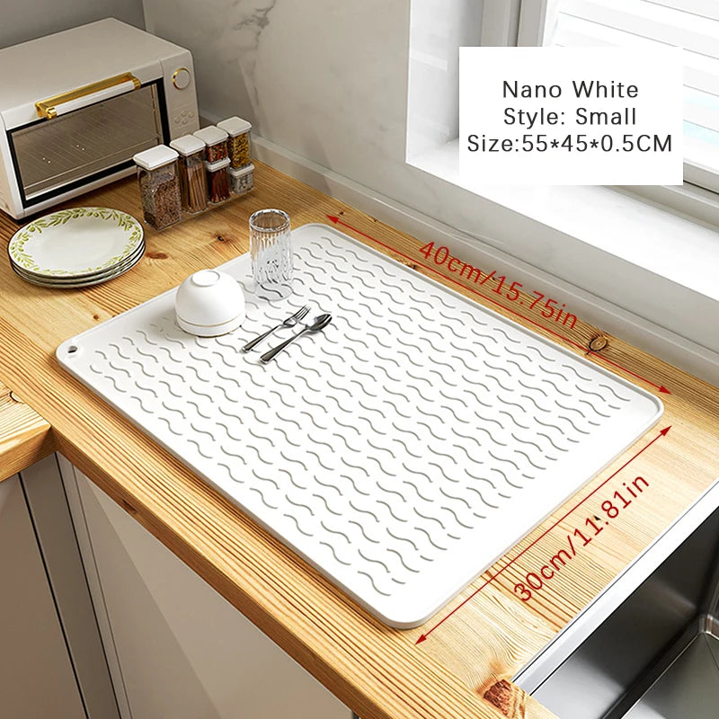 Silikon Geschirr-Trocknungsmatte, faltbar und rutschfest