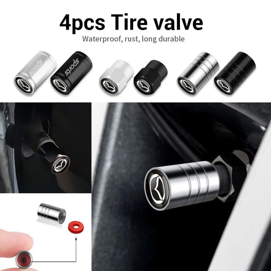 4x Metall Reifenventil Kappen Staubschutz Auto Zubehör Dichtung Set Schwarz Silber
