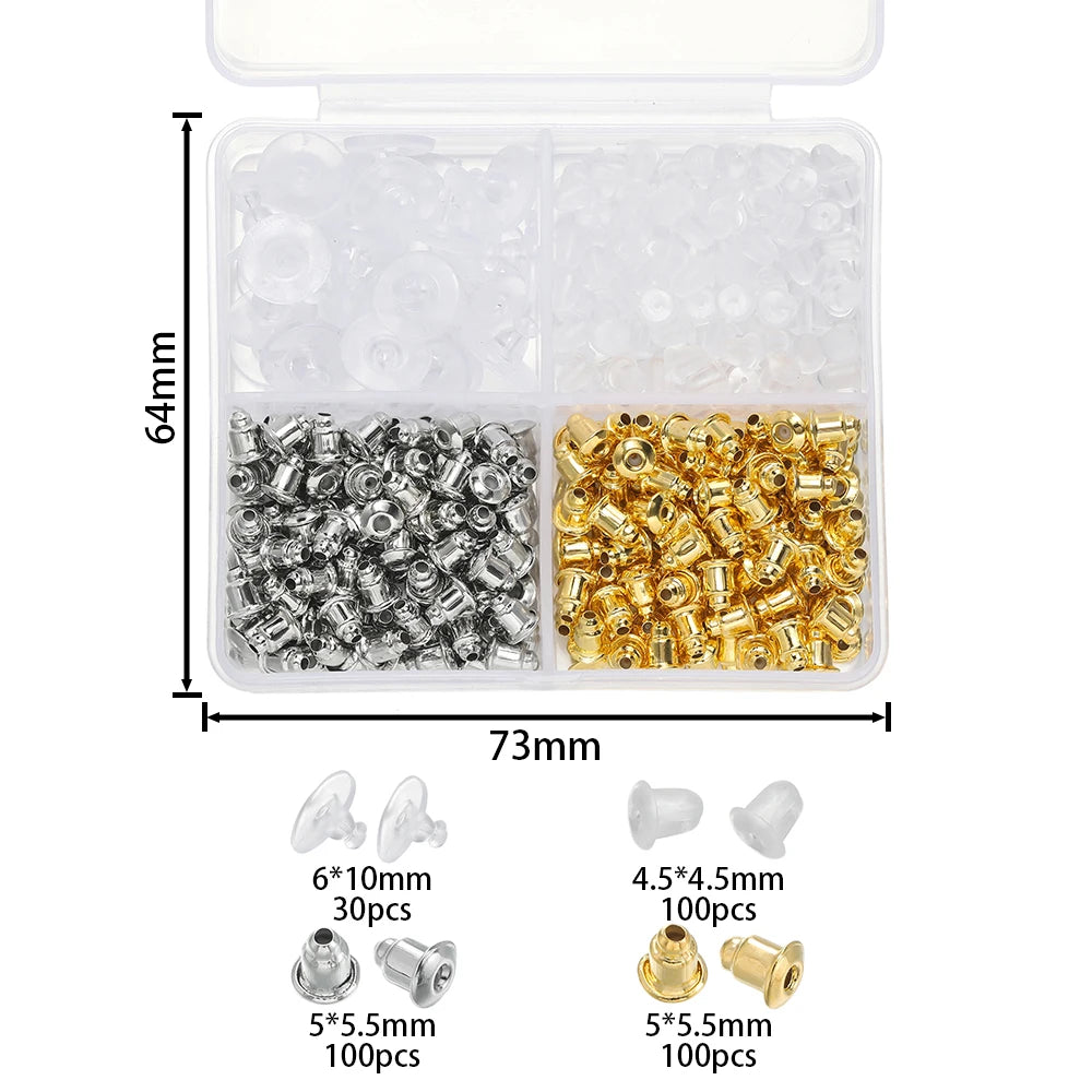 260-690 Ohrstecker Silikonrücken Stopfen DIY Schmuck Zubehör Set