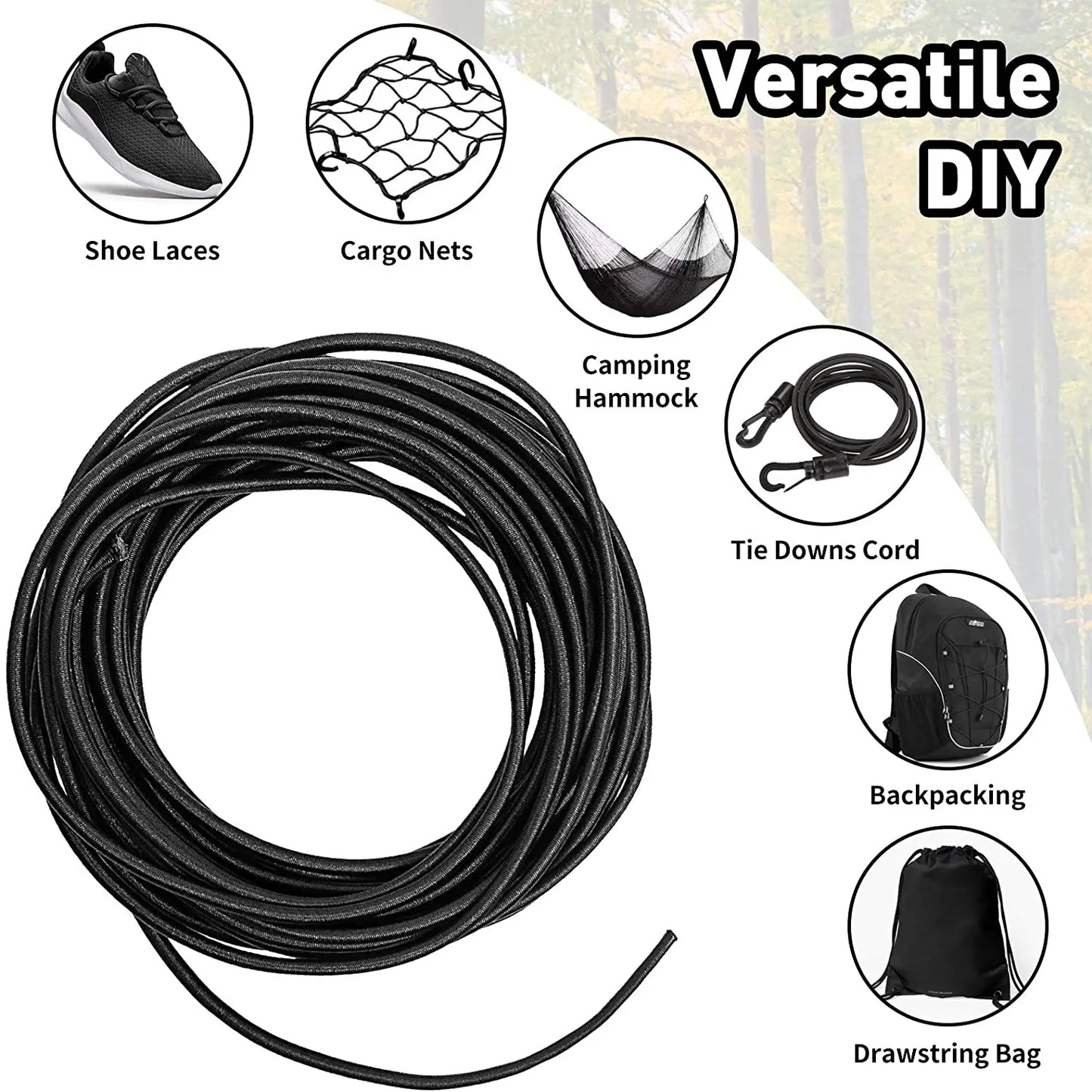 Robustes elastisches Gummiband rund 1-6 mm Weiß - Schwarz – Vielseitig - Stark