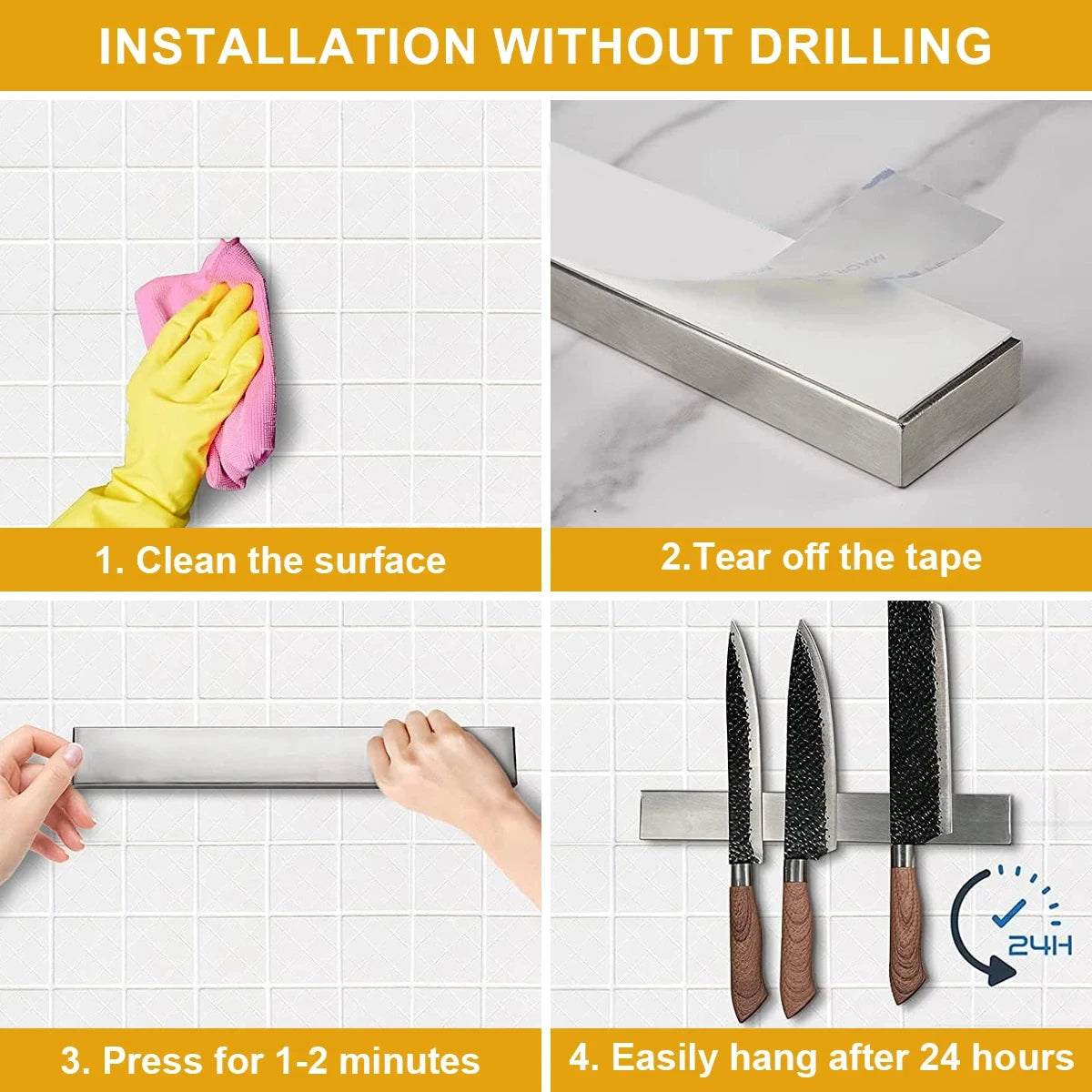 Magnetischer Messerhalter aus Edelstahl für praktische Wandmontage