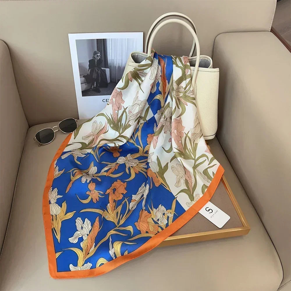 Luxus Seide Quadrat Schal Frauen Weich Satin Haarband Halstuch Büro Hijab