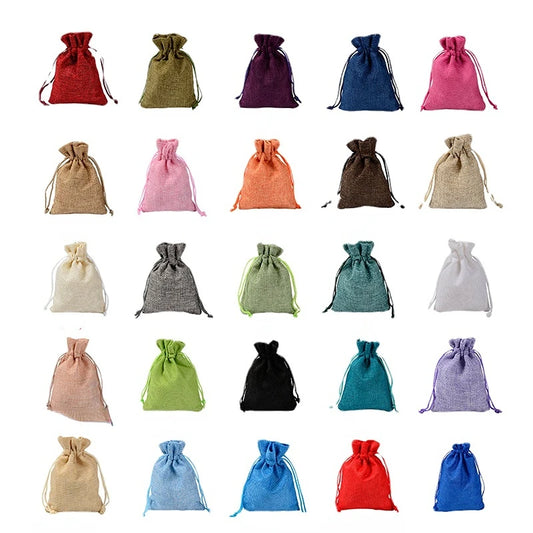 5er Set Jute Säckchen mit Kordelzug – Multisize Geschenk & Deko Beutel