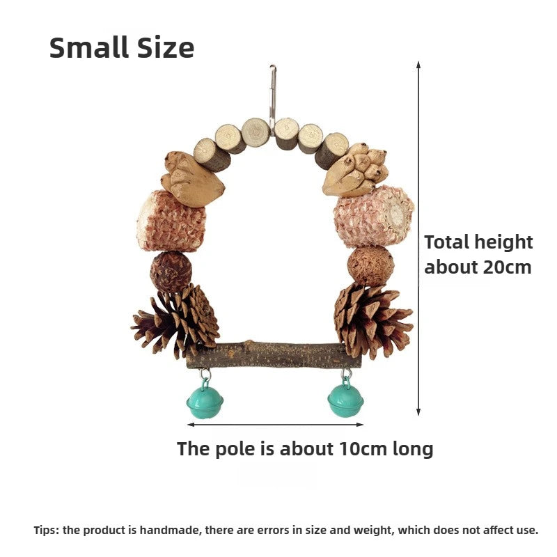 Natürliche Papageienschaukel mit Kauspielzeug Set für Vögel Holzspielzeug